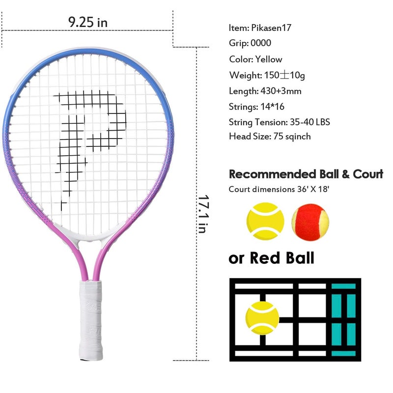 PIKASEN 17" Kids Tennis Racket Best Starter Kit for Kids Age 4 and Under with Shoulder Strap Bag and Mini Tennis Racket Toddler Tennis Raquet (Pink) - Image 2